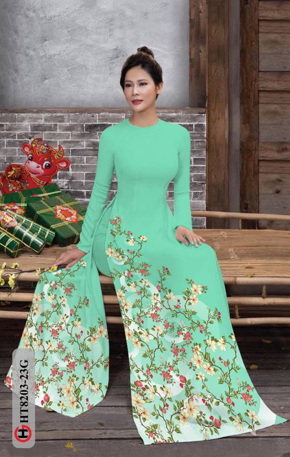 Vải Áo Dài Hoa In 3D Kiểu Mới AD HT8203 40 Vải Áo Dài Hoa In 3D Kiểu Mới AD HT8203