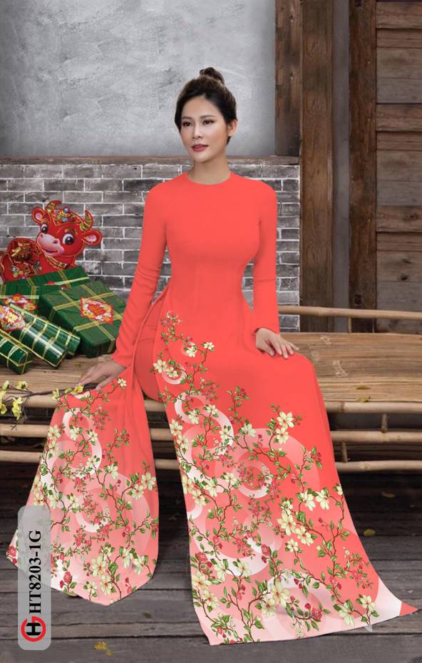 Vải Áo Dài Hoa In 3D Kiểu Mới AD HT8203 36 Vải Áo Dài Hoa In 3D Kiểu Mới AD HT8203