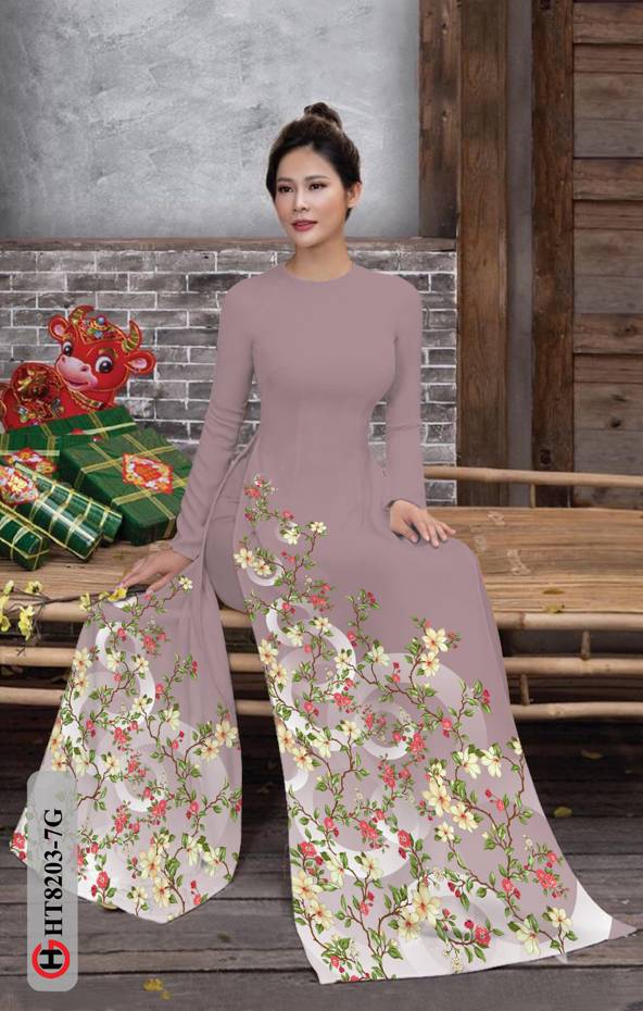 Vải Áo Dài Hoa In 3D Kiểu Mới AD HT8203 38 Vải Áo Dài Hoa In 3D Kiểu Mới AD HT8203