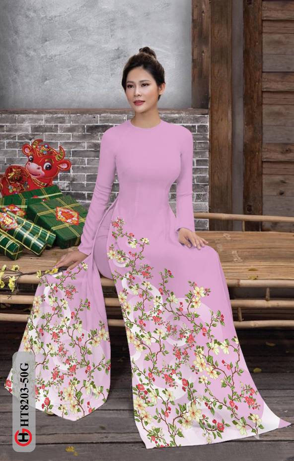 Vải Áo Dài Hoa In 3D Kiểu Mới AD HT8203 41 Vải Áo Dài Hoa In 3D Kiểu Mới AD HT8203