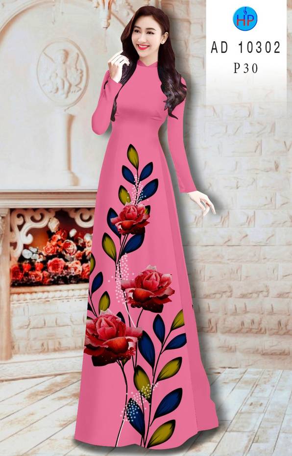 Vải Áo Dài Hoa Hồng Kiểu Mới AD 10302