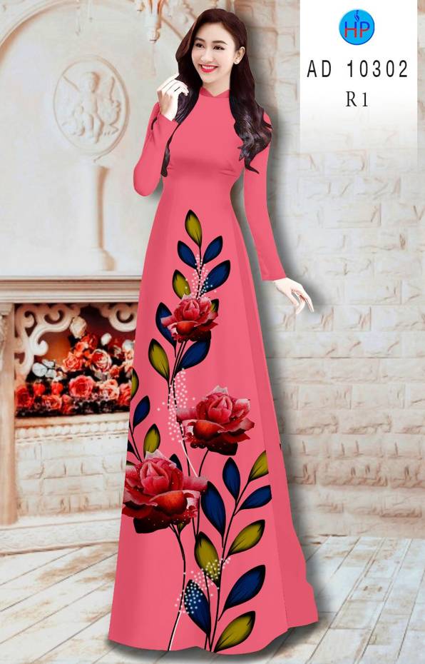 Vải Áo Dài Hoa Hồng Kiểu Mới AD 10302