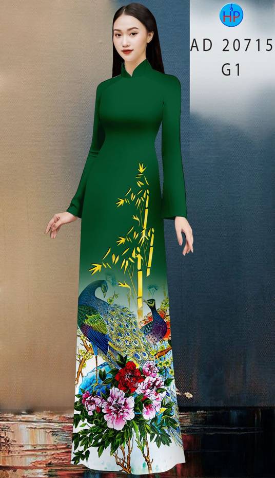 Vải Áo Dài Chim Công Kiểu Mới AD 20715