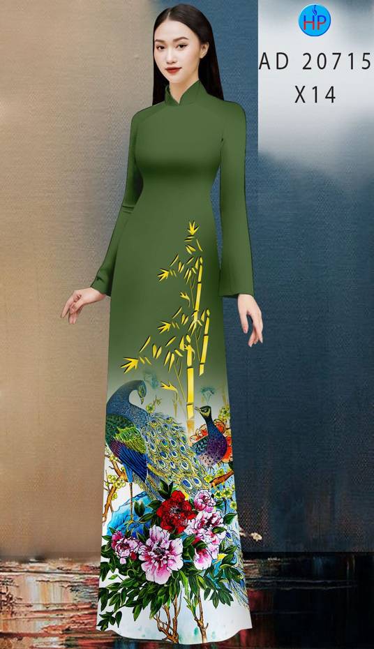 Vải Áo Dài Chim Công Kiểu Mới AD 20715