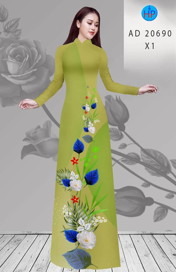 Vải Áo Dài Hoa In 3D Vừa Ra  AD 20690