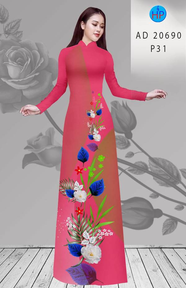 Vải Áo Dài Hoa In 3D Vừa Ra  AD 20690