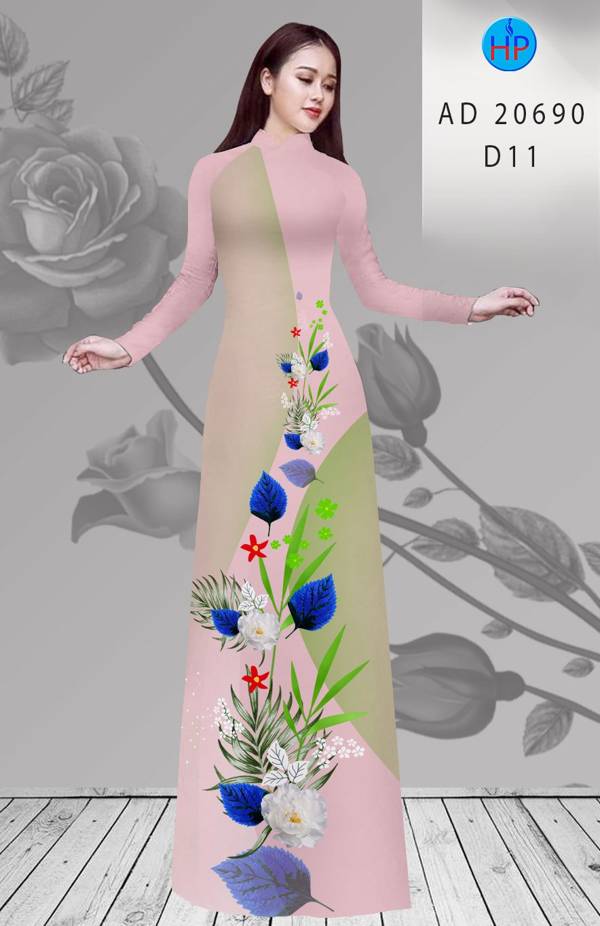 Vải Áo Dài Hoa In 3D Vừa Ra  AD 20690