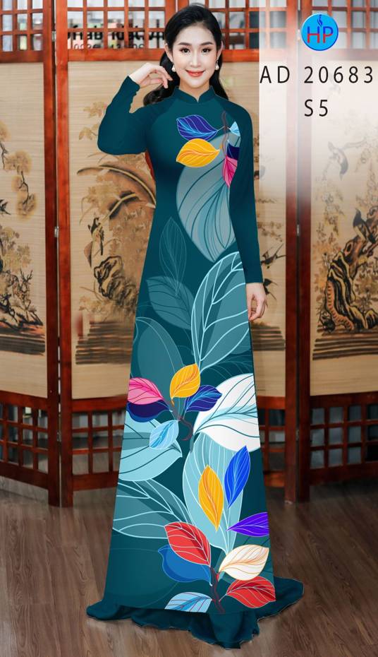 Vải Áo Dài In Hình Lá Kiểu Mới AD 20683 39 Vải Áo Dài In Hình Lá Kiểu Mới AD 20683
