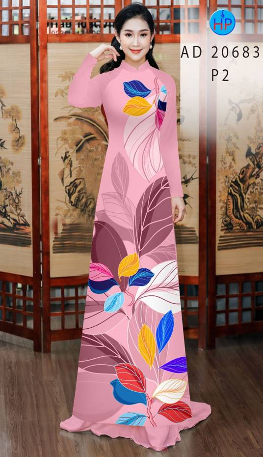 Vải Áo Dài In Hình Lá Kiểu Mới AD 20683 43 Vải Áo Dài In Hình Lá Kiểu Mới AD 20683