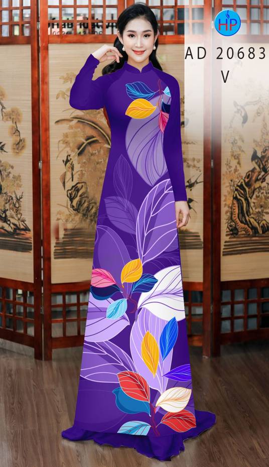 Vải Áo Dài In Hình Lá Kiểu Mới AD 20683 44 Vải Áo Dài In Hình Lá Kiểu Mới AD 20683