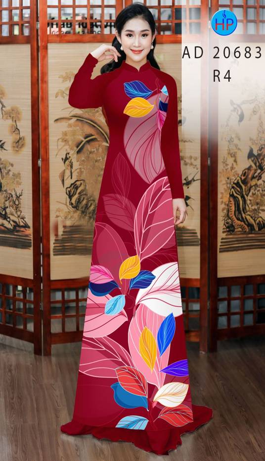Vải Áo Dài In Hình Lá Kiểu Mới AD 20683 40 Vải Áo Dài In Hình Lá Kiểu Mới AD 20683