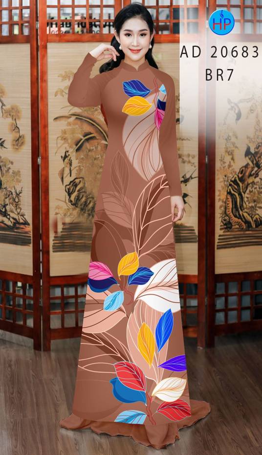 Vải Áo Dài In Hình Lá Kiểu Mới AD 20683 49 Vải Áo Dài In Hình Lá Kiểu Mới AD 20683