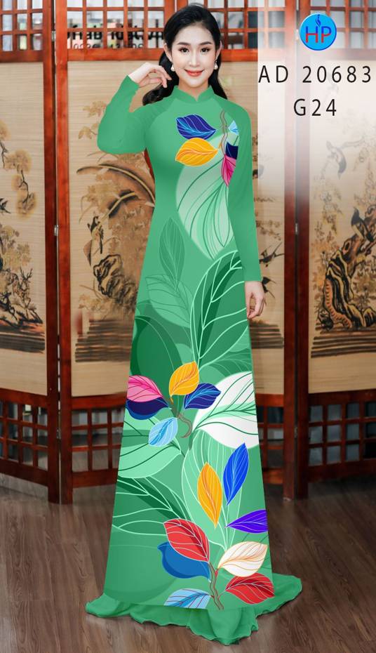 Vải Áo Dài In Hình Lá Kiểu Mới AD 20683 45 Vải Áo Dài In Hình Lá Kiểu Mới AD 20683