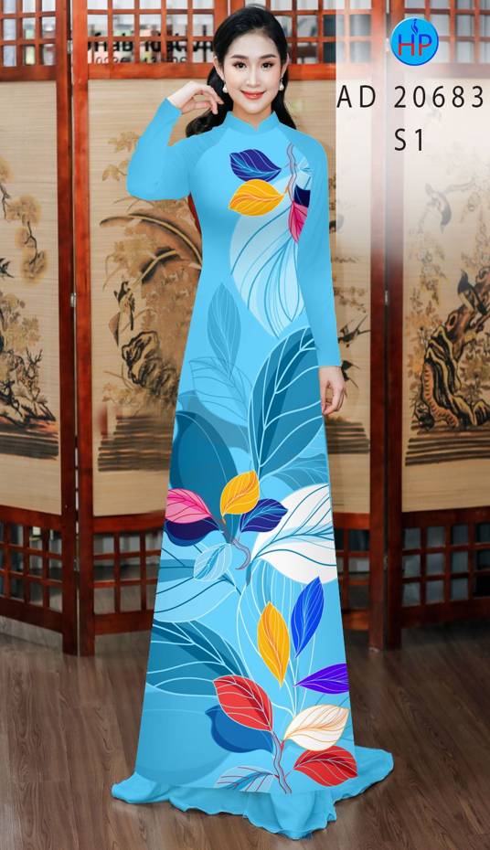 Vải Áo Dài In Hình Lá Kiểu Mới AD 20683 51 Vải Áo Dài In Hình Lá Kiểu Mới AD 20683