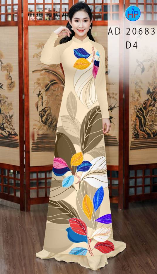 Vải Áo Dài In Hình Lá Kiểu Mới AD 20683 50 Vải Áo Dài In Hình Lá Kiểu Mới AD 20683