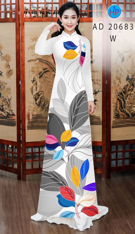 Vải Áo Dài In Hình Lá Kiểu Mới AD 20683 52 Vải Áo Dài In Hình Lá Kiểu Mới AD 20683