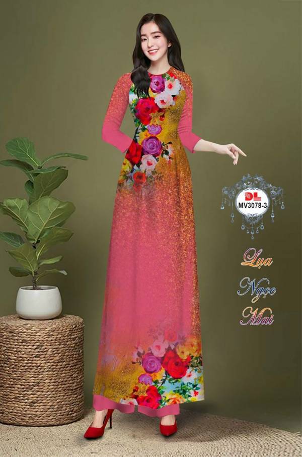 Vải Áo Dài Hoa In 3D Độc Đáo AD MV3078 30 Vải Áo Dài Hoa In 3D Độc Đáo AD MV3078