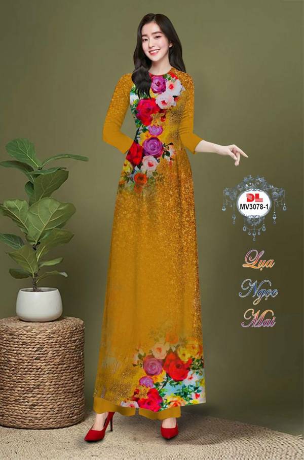 Vải Áo Dài Hoa In 3D Độc Đáo AD MV3078 31 Vải Áo Dài Hoa In 3D Độc Đáo AD MV3078