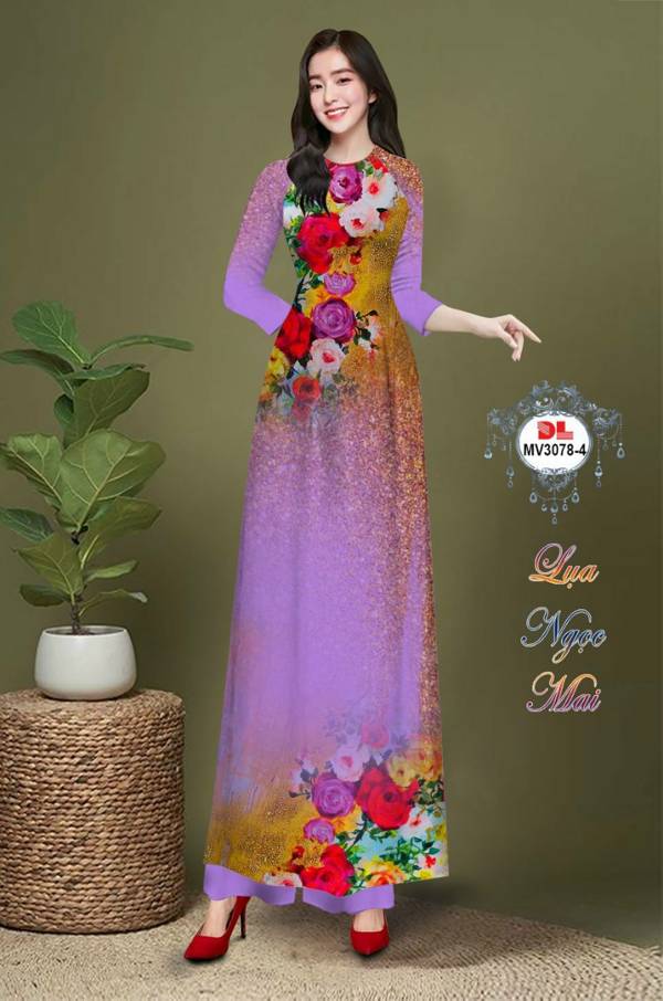 Vải Áo Dài Hoa In 3D Độc Đáo AD MV3078 29 Vải Áo Dài Hoa In 3D Độc Đáo AD MV3078