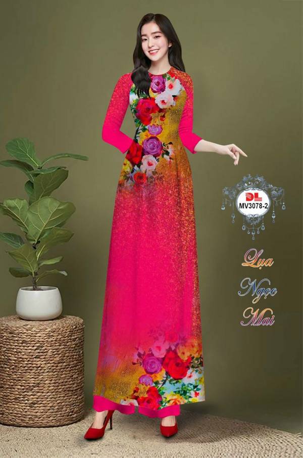 Vải Áo Dài Hoa In 3D Độc Đáo AD MV3078 32 Vải Áo Dài Hoa In 3D Độc Đáo AD MV3078