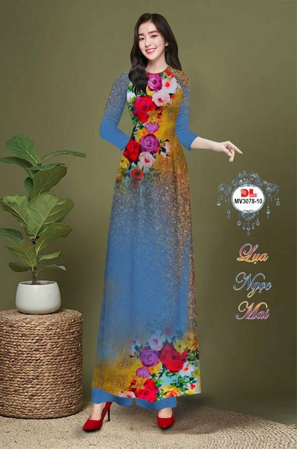 Vải Áo Dài Hoa In 3D Độc Đáo AD MV3078 35 Vải Áo Dài Hoa In 3D Độc Đáo AD MV3078