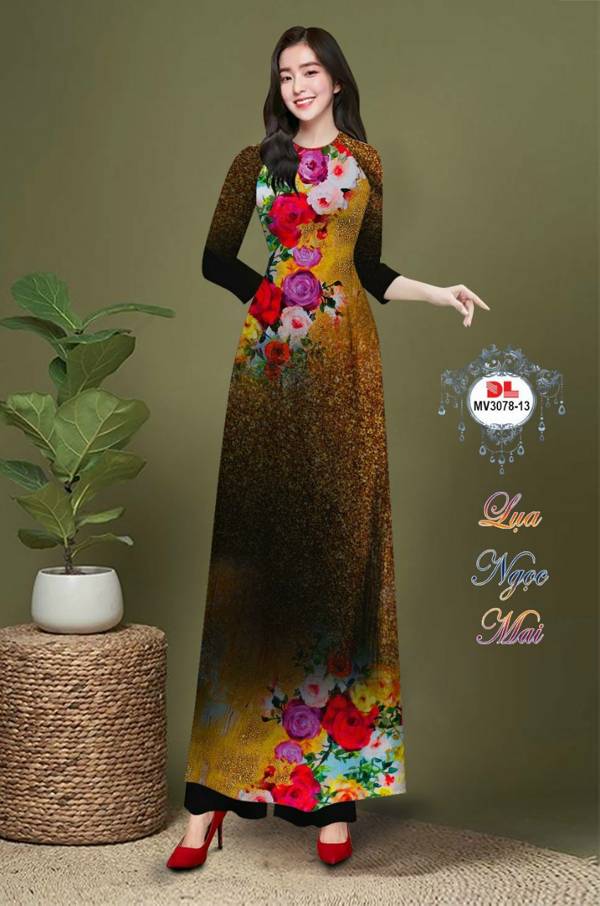 Vải Áo Dài Hoa In 3D Độc Đáo AD MV3078 33 Vải Áo Dài Hoa In 3D Độc Đáo AD MV3078