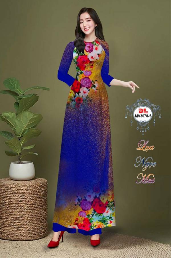Vải Áo Dài Hoa In 3D Độc Đáo AD MV3078 40 Vải Áo Dài Hoa In 3D Độc Đáo AD MV3078
