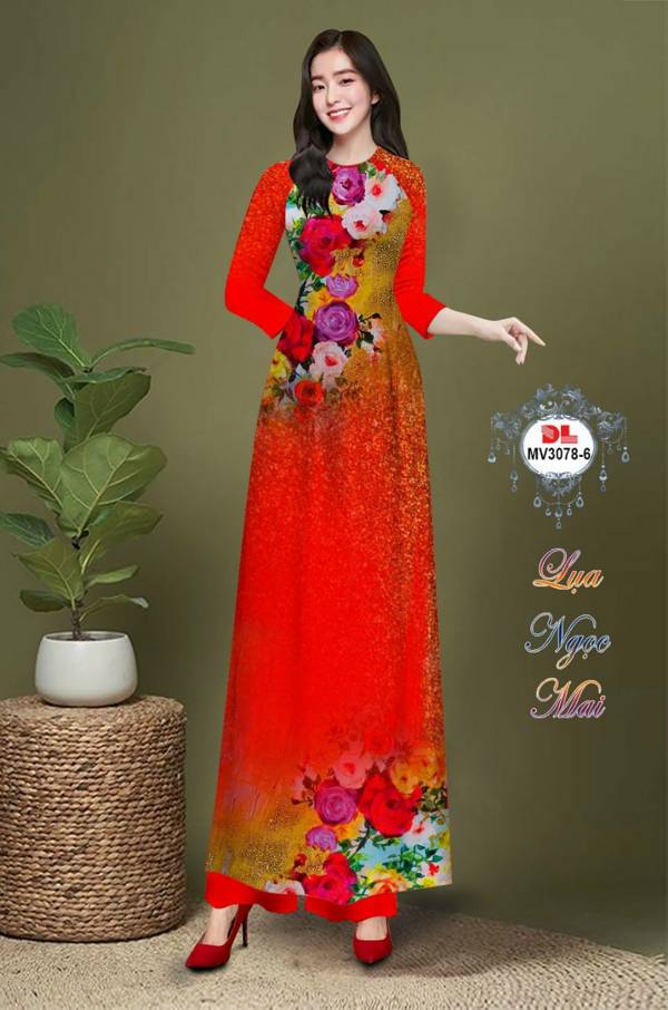 Vải Áo Dài Hoa In 3D Độc Đáo AD MV3078 39 Vải Áo Dài Hoa In 3D Độc Đáo AD MV3078