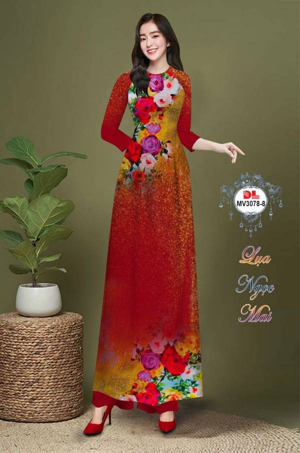 Vải Áo Dài Hoa In 3D Độc Đáo AD MV3078 37 Vải Áo Dài Hoa In 3D Độc Đáo AD MV3078