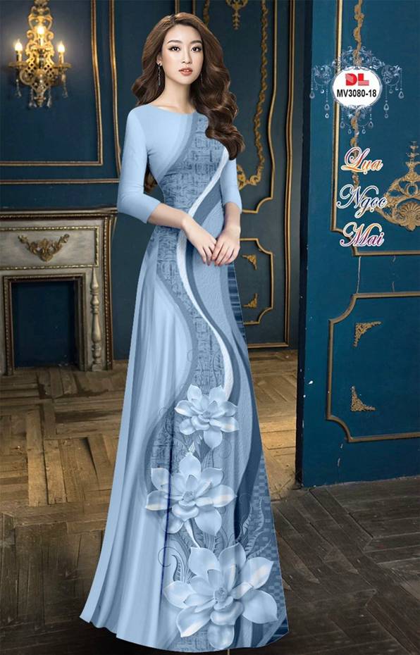 Vải Áo Dài Hoa Sen Độc Đáo AD MV3080