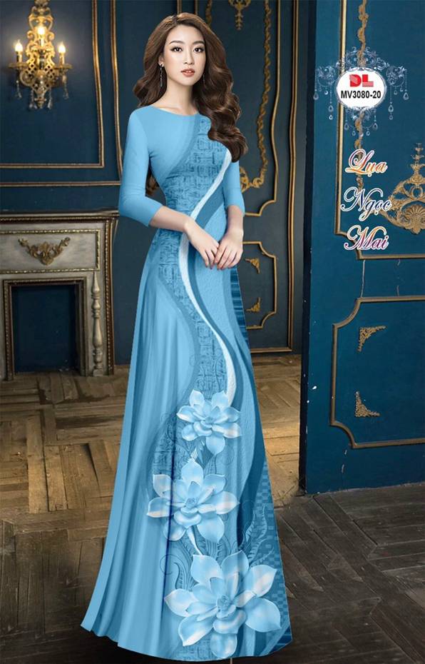 Vải Áo Dài Hoa Sen Độc Đáo AD MV3080