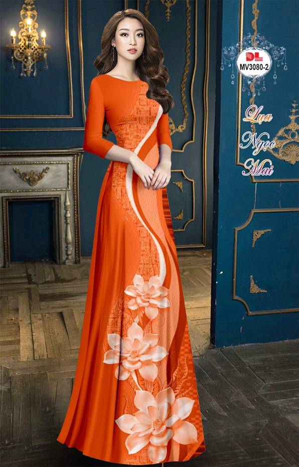 Vải Áo Dài Hoa Sen Độc Đáo AD MV3080