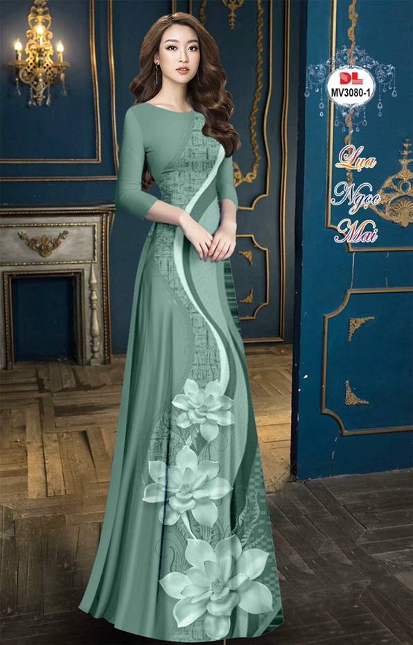 Vải Áo Dài Hoa Sen Độc Đáo AD MV3080