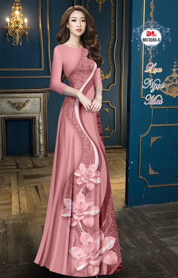 Vải Áo Dài Hoa Sen Độc Đáo AD MV3080