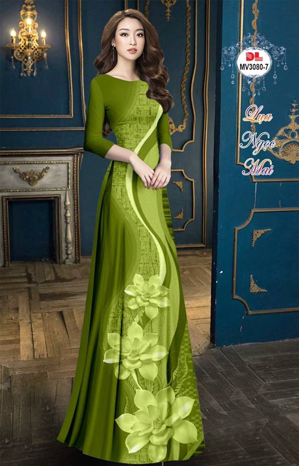 Vải Áo Dài Hoa Sen Độc Đáo AD MV3080