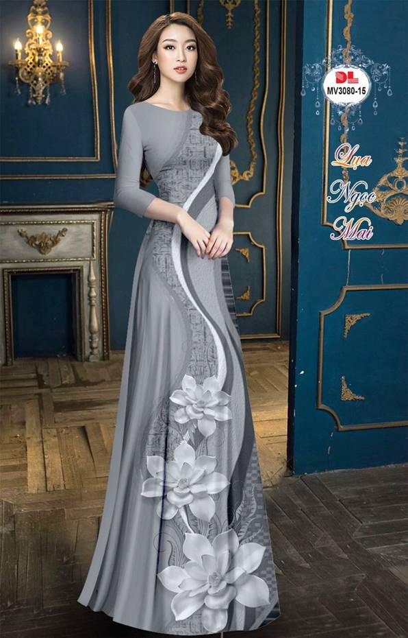Vải Áo Dài Hoa Sen Độc Đáo AD MV3080