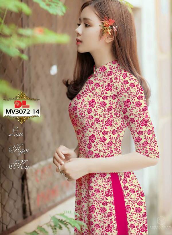 Vải Áo Dài Hoa Hồng Đều Kiểu Mới AD MV3072
