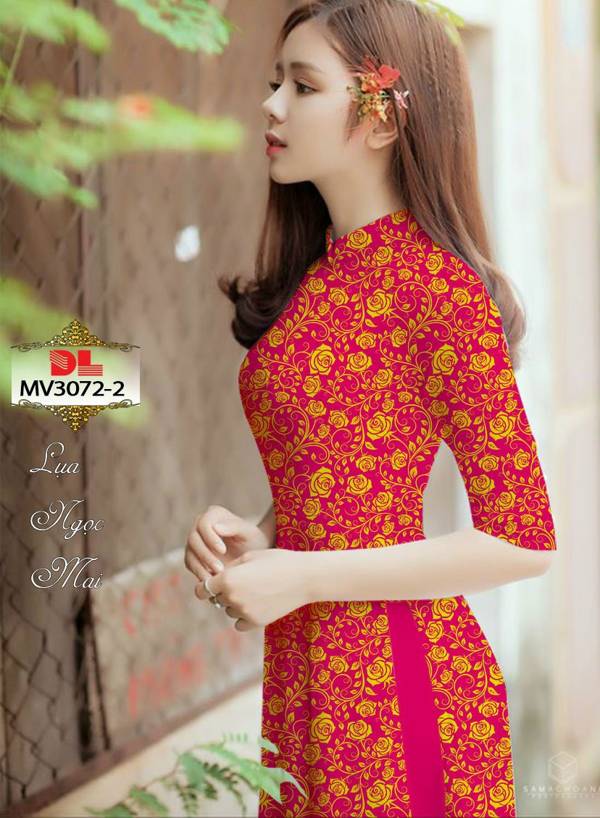 Vải Áo Dài Hoa Hồng Đều Kiểu Mới AD MV3072