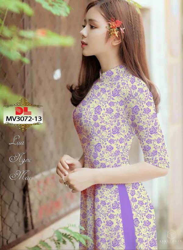 Vải Áo Dài Hoa Hồng Đều Kiểu Mới AD MV3072