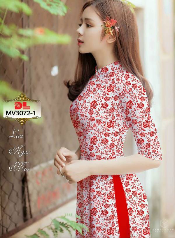 Vải Áo Dài Hoa Hồng Đều Kiểu Mới AD MV3072