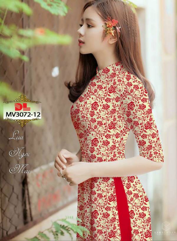 Vải Áo Dài Hoa Hồng Đều Kiểu Mới AD MV3072