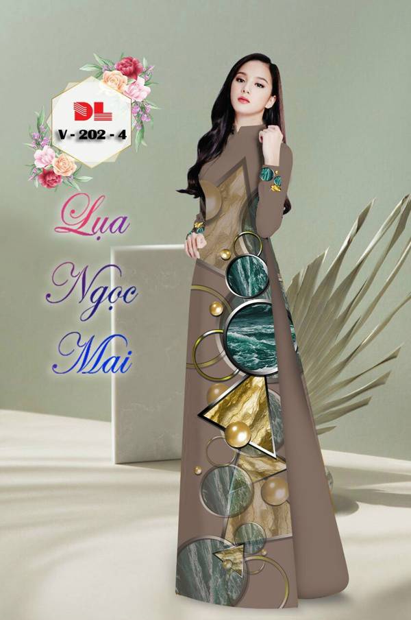 Vải Áo Dài Hoa Văn Kiểu Mới AD V202 40 Vải Áo Dài Hoa Văn Kiểu Mới AD V202