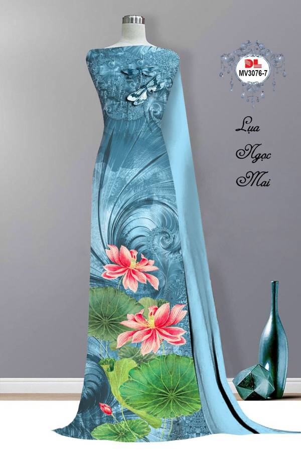 Vải Áo Dài Hoa Sen Độc Đáo AD MV3076