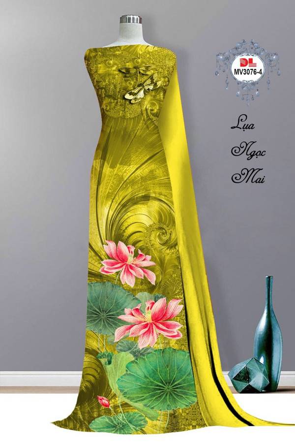 Vải Áo Dài Hoa Sen Độc Đáo AD MV3076
