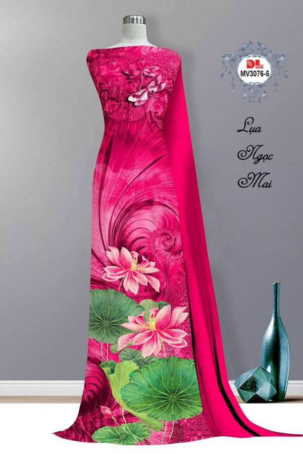 Vải Áo Dài Hoa Sen Độc Đáo AD MV3076
