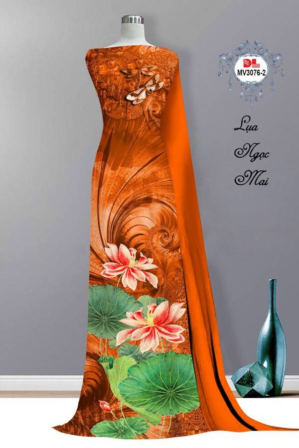 Vải Áo Dài Hoa Sen Độc Đáo AD MV3076