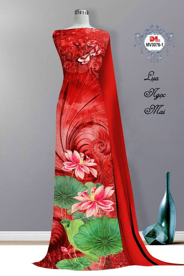 Vải Áo Dài Hoa Sen Độc Đáo AD MV3076