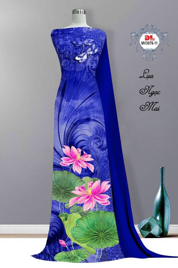 Vải Áo Dài Hoa Sen Độc Đáo AD MV3076