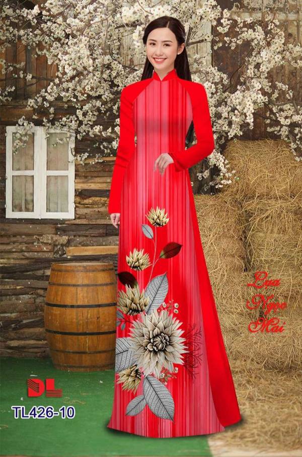 Vải Áo Dài Hoa In 3D Độc Đáo AD TL426