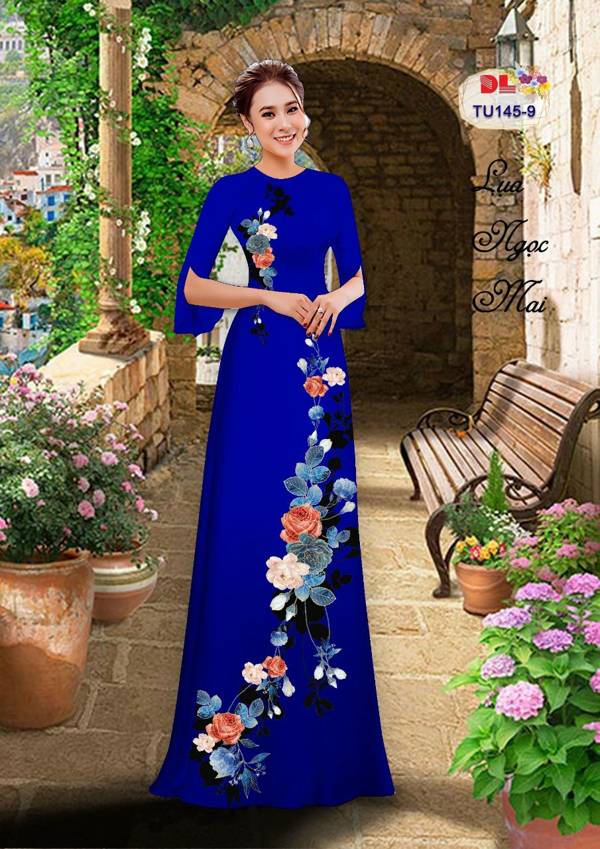 Vải Áo Dài Hoa Hồng Kiểu Mới AD TU145 34 Vải Áo Dài Hoa Hồng Kiểu Mới AD TU145